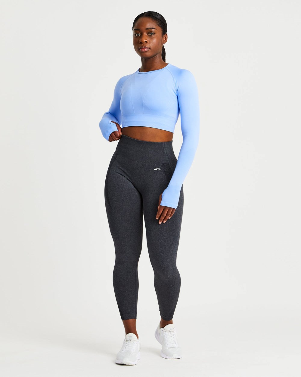 AYBL Balance V2 Seamless Long Sleeve Crop Top Blau | 85427-ZCDQ