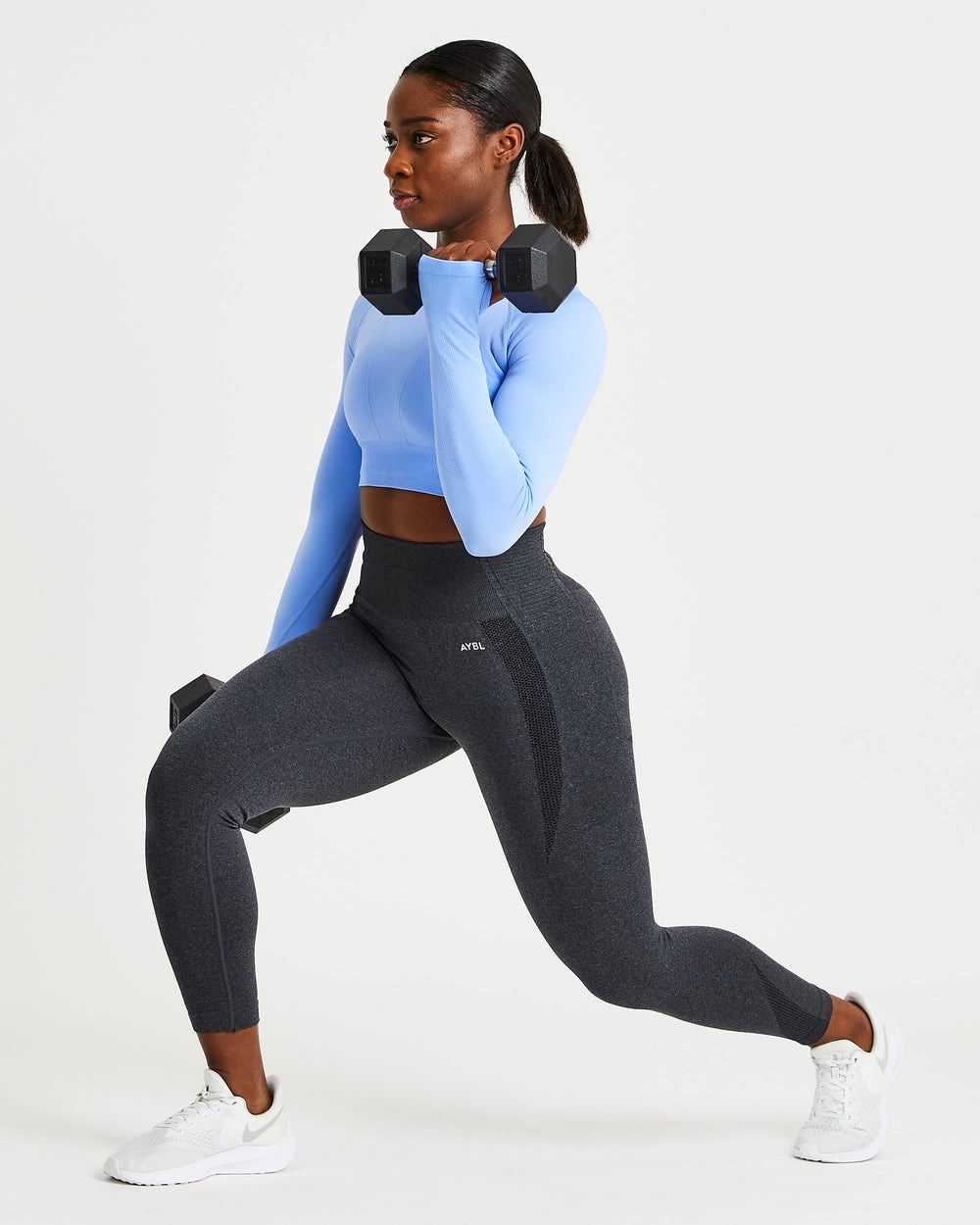 AYBL Balance V2 Seamless Long Sleeve Crop Top Blau | 85427-ZCDQ