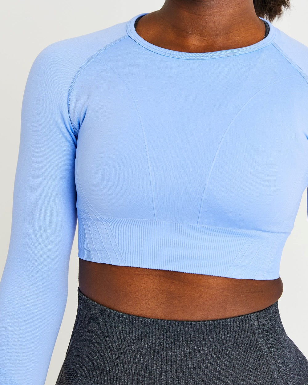 AYBL Balance V2 Seamless Long Sleeve Crop Top Blau | 85427-ZCDQ