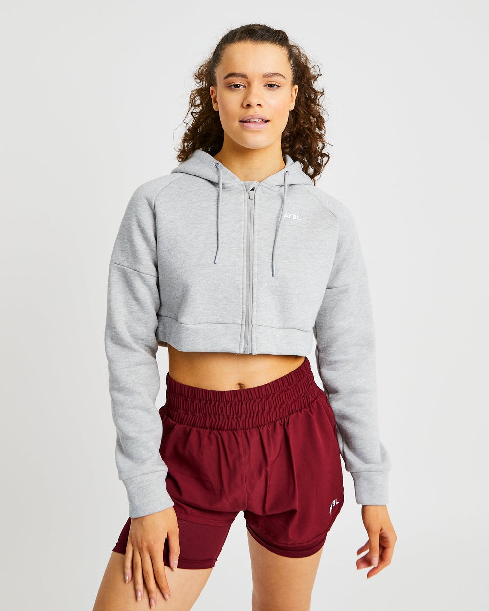 AYBL Beyond Crop Zip Hoodie Grau | 54769-KOVR