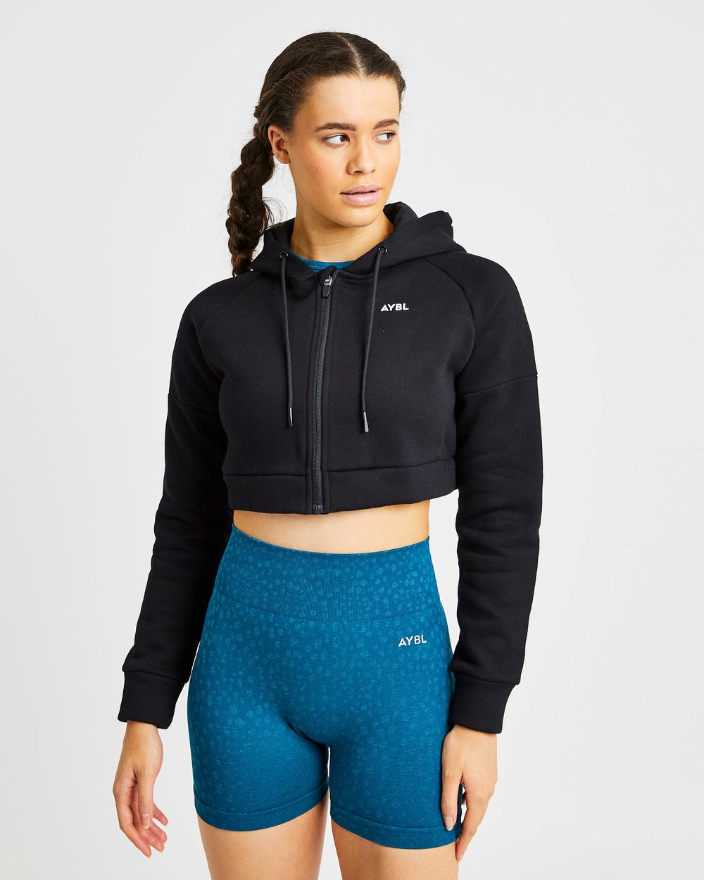 AYBL Beyond Crop Zip Hoodie Schwarz | 96820-ZSJN