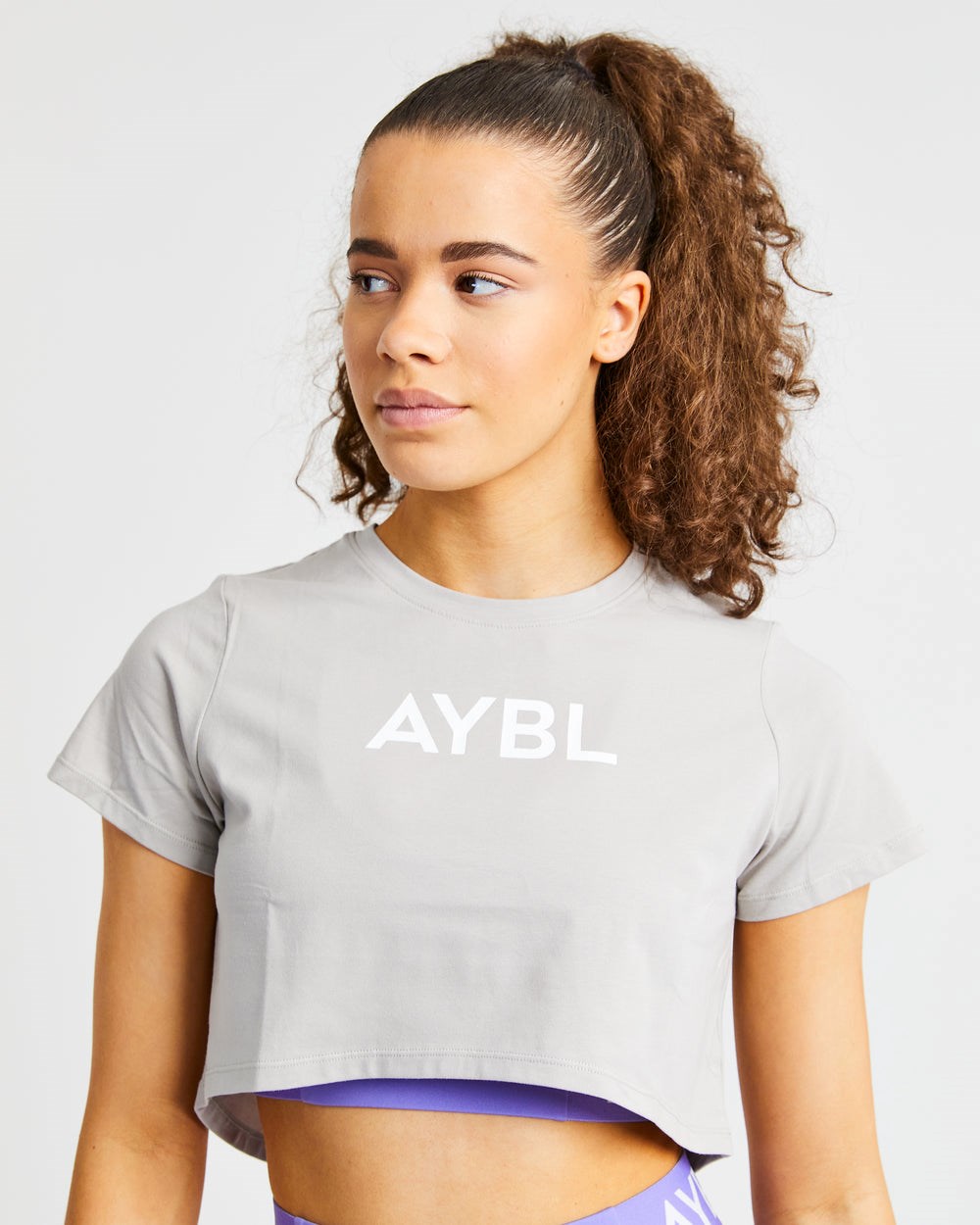 AYBL Crop T Shirt Grau | 93851-UMPH