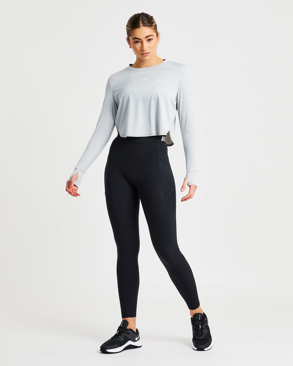 AYBL Define Long Sleeve Crop T Grau | 85730-RLSQ