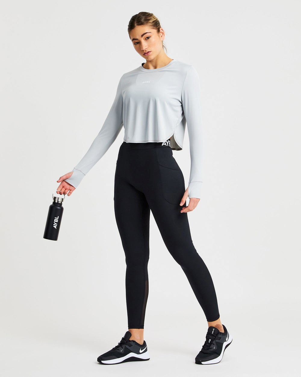 AYBL Define Long Sleeve Crop T Grau | 85730-RLSQ