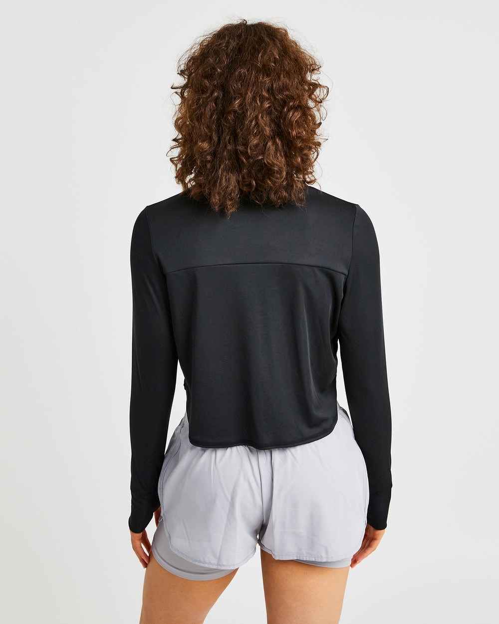 AYBL Define Long Sleeve Crop T Schwarz | 10924-QWZX