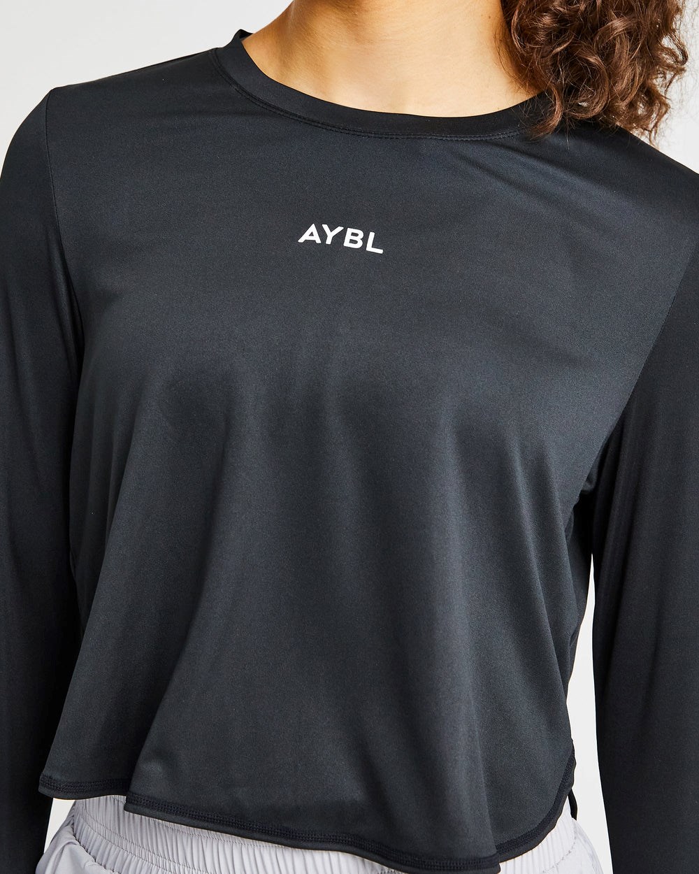 AYBL Define Long Sleeve Crop T Schwarz | 10924-QWZX