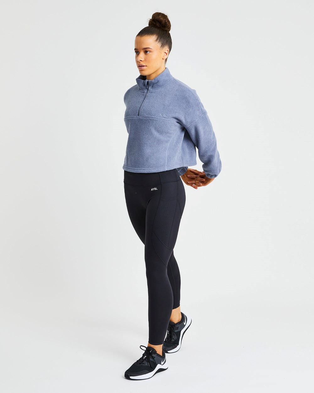 AYBL Effortless Oversized Cropped Fleece Blau | 16582-LUSE