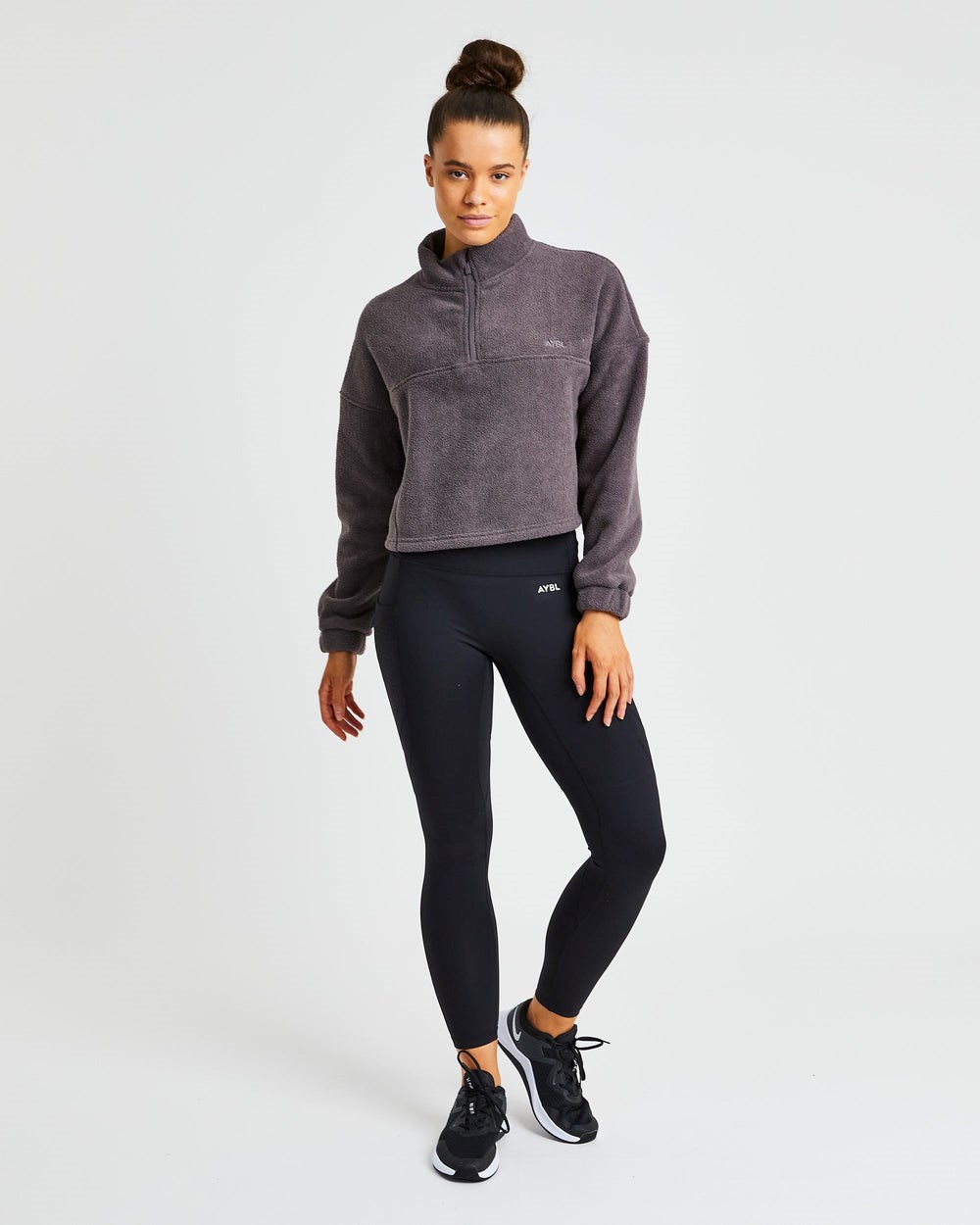 AYBL Effortless Oversized Cropped Fleece Charcoal | 36951-TDMZ