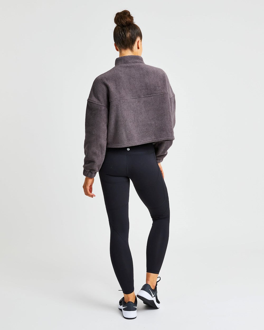 AYBL Effortless Oversized Cropped Fleece Charcoal | 36951-TDMZ