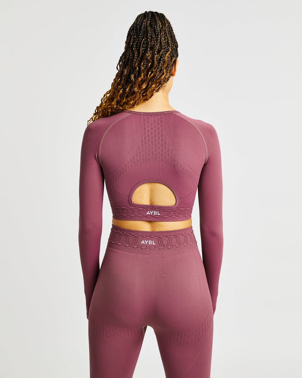 AYBL Elevate Seamless Long Sleeve Crop Top Rosa | 14632-AGDI