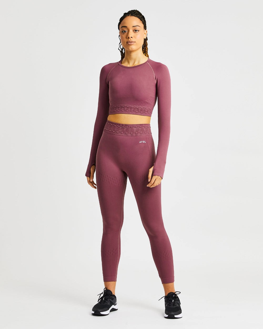 AYBL Elevate Seamless Long Sleeve Crop Top Rosa | 42306-YPGH