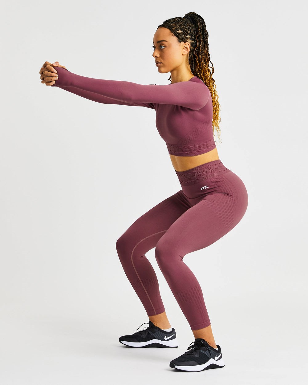 AYBL Elevate Seamless Long Sleeve Crop Top Rosa | 42306-YPGH