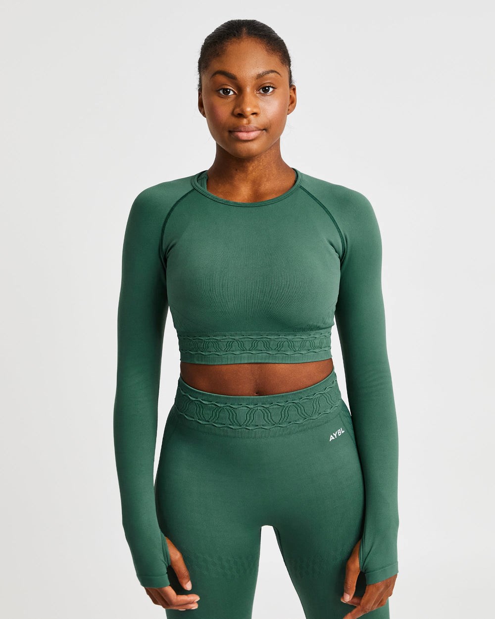 AYBL Elevate Seamless Long Sleeve Crop Top Grün | 86203-VODW