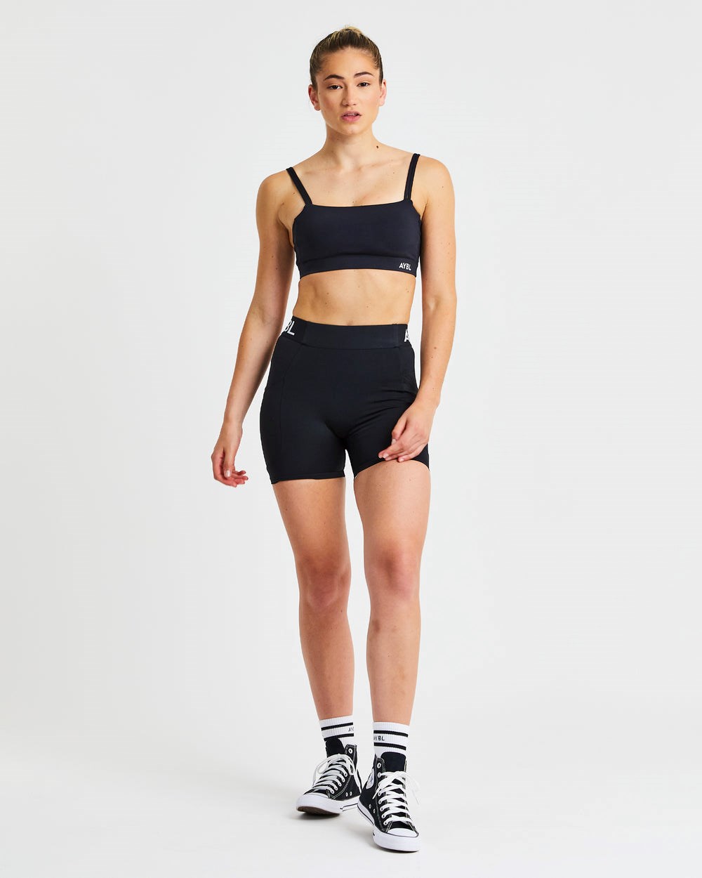 AYBL Essential Bandeau Sports Bra Schwarz | 61328-IPVZ