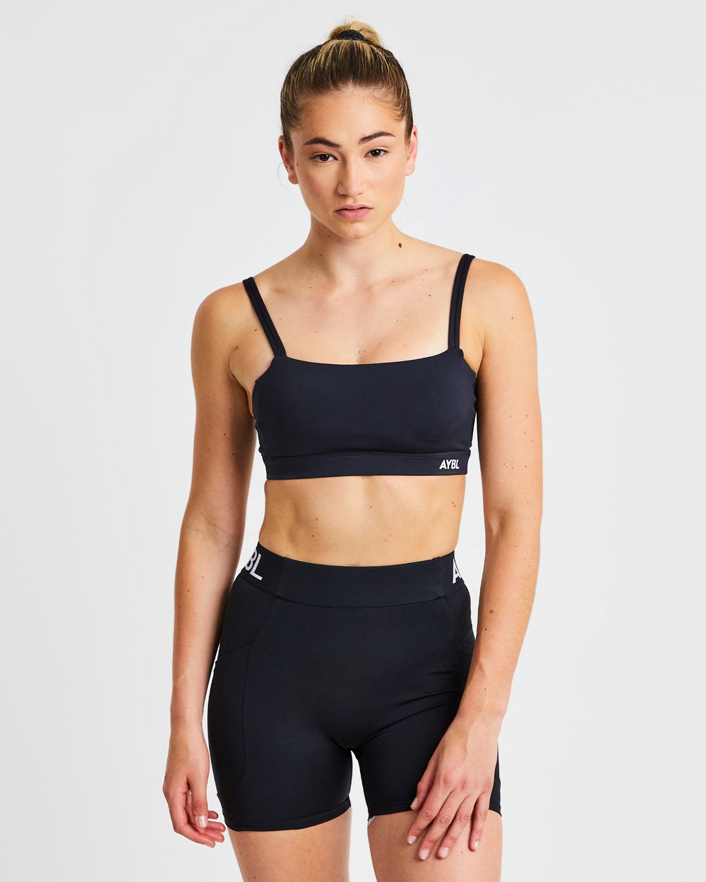 AYBL Essential Bandeau Sports Bra Schwarz | 61328-IPVZ