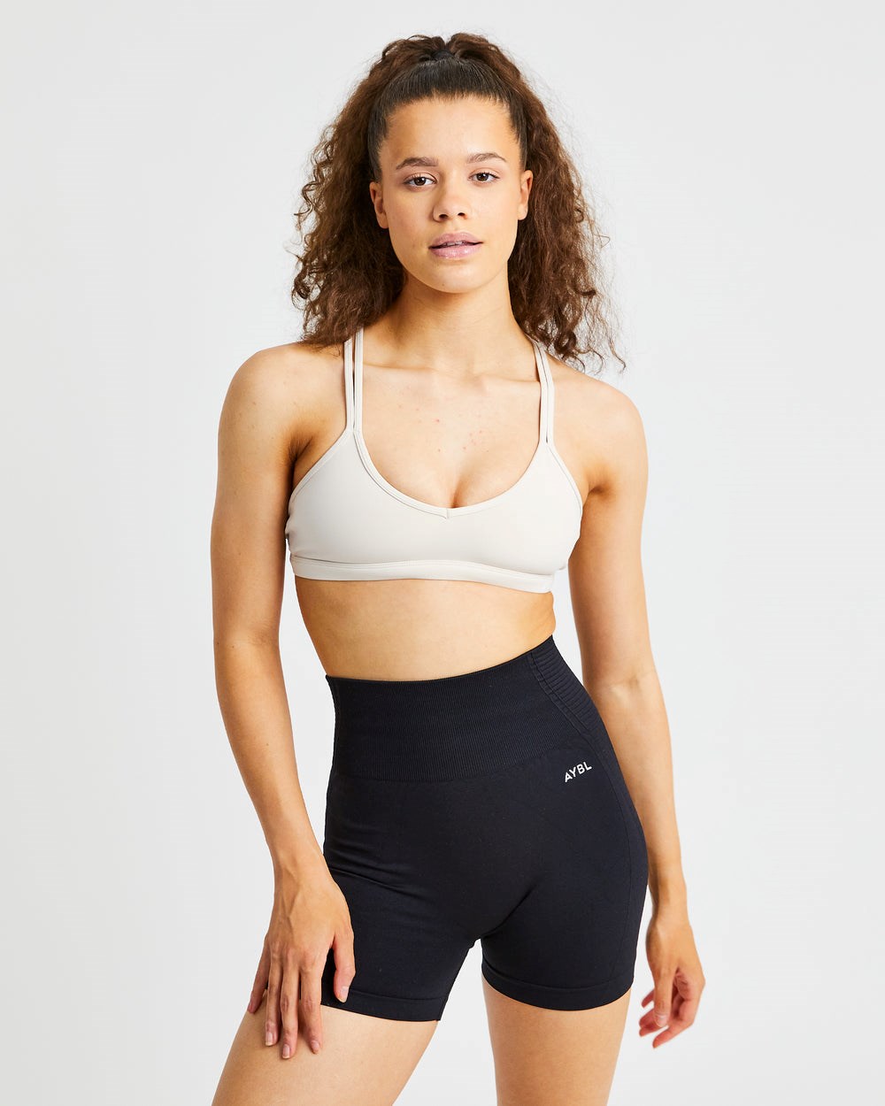 AYBL Essential Riemchen Sports Bra Beige | 52076-TCXU