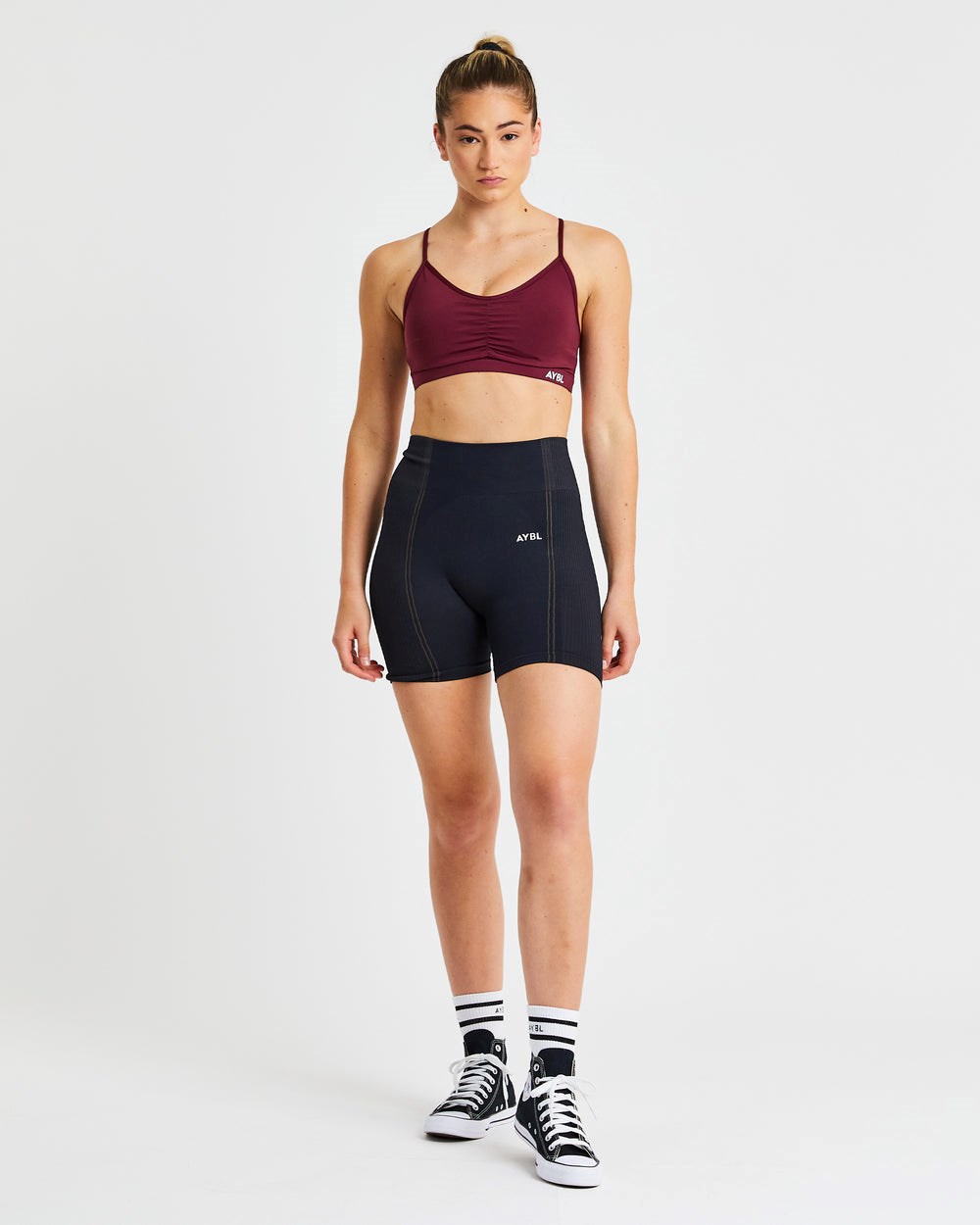 AYBL Essential Ruched Sports Bra Bordeaux | 15439-QMNC