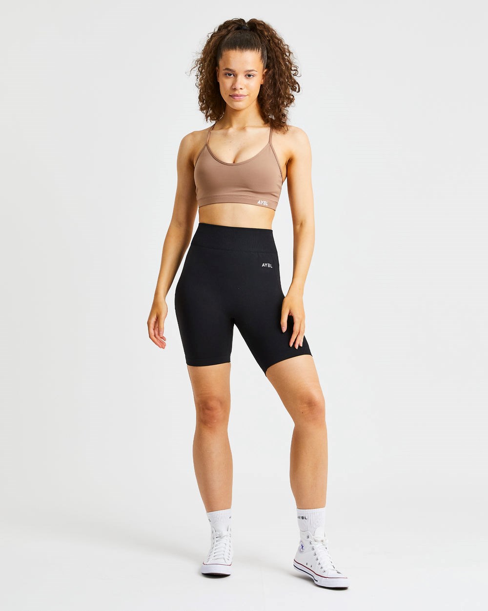 AYBL Essential V Neck Sports Bra Braun | 81324-KYLE