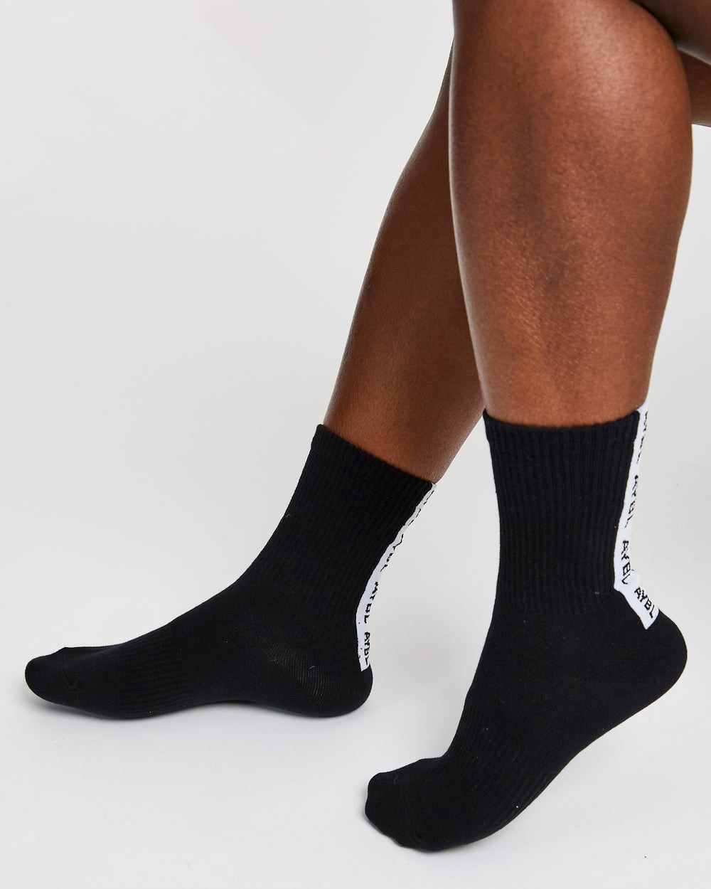 AYBL Everyday Back Stripe Crew Socks (3 Pack) Schwarz | 38749-OSZP