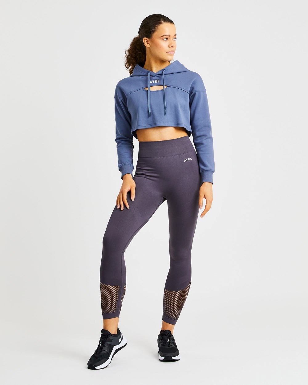 AYBL Everyday Cutout Crop Hoodie Blau | 19486-HVLZ