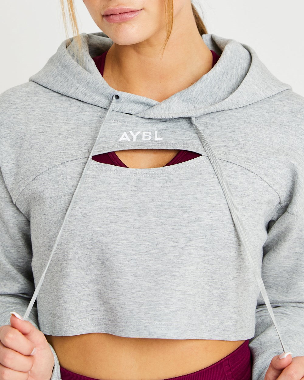 AYBL Everyday Cutout Crop Hoodie Grau | 34851-EVML