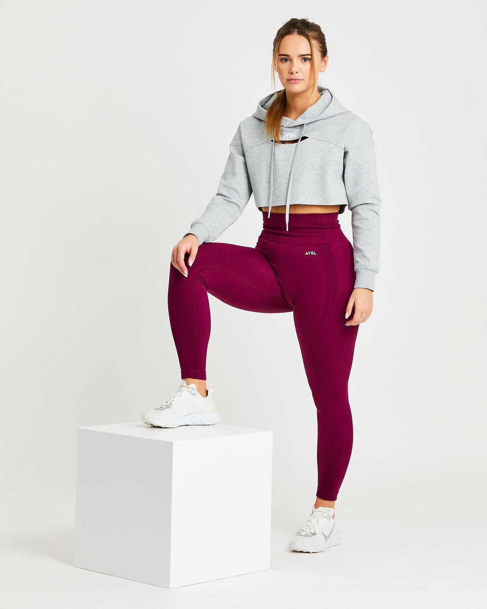 AYBL Everyday Cutout Crop Hoodie Grau | 34851-EVML