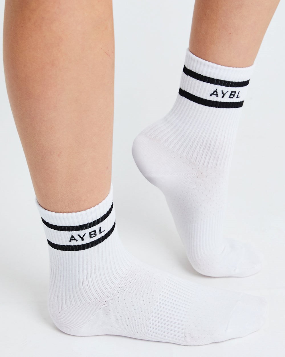 AYBL Everyday Double Stripe Crew Socks (3 Pack) Weiß | 31982-ODSK