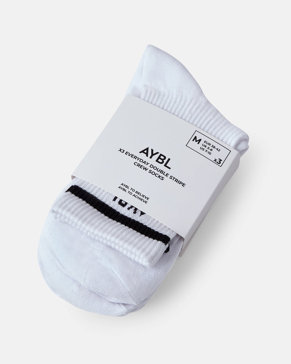 AYBL Everyday Double Stripe Crew Socks (3 Pack) Weiß | 31982-ODSK