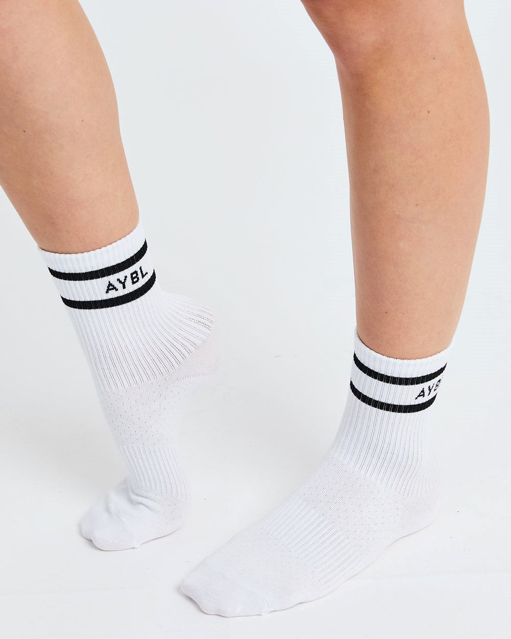 AYBL Everyday Double Stripe Crew Socks (3 Pack) Weiß | 31982-ODSK