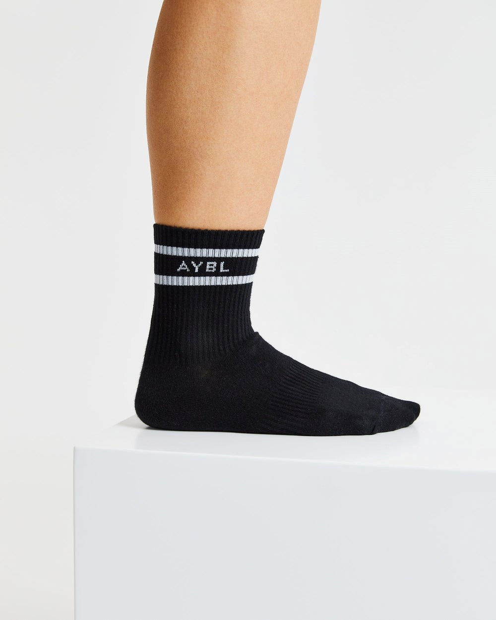 AYBL Everyday Double Stripe Crew Socks (3 Pack) Schwarz | 82045-MKUB