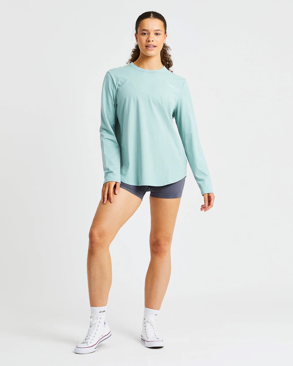 AYBL Everyday Oversized Long Sleeve T Shirt Soft Sage | 24089-DHBS