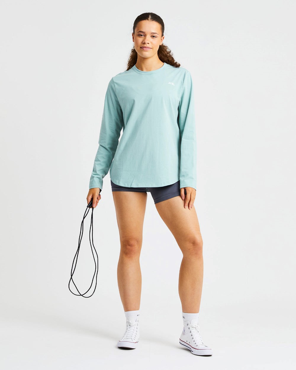 AYBL Everyday Oversized Long Sleeve T Shirt Soft Sage | 24089-DHBS