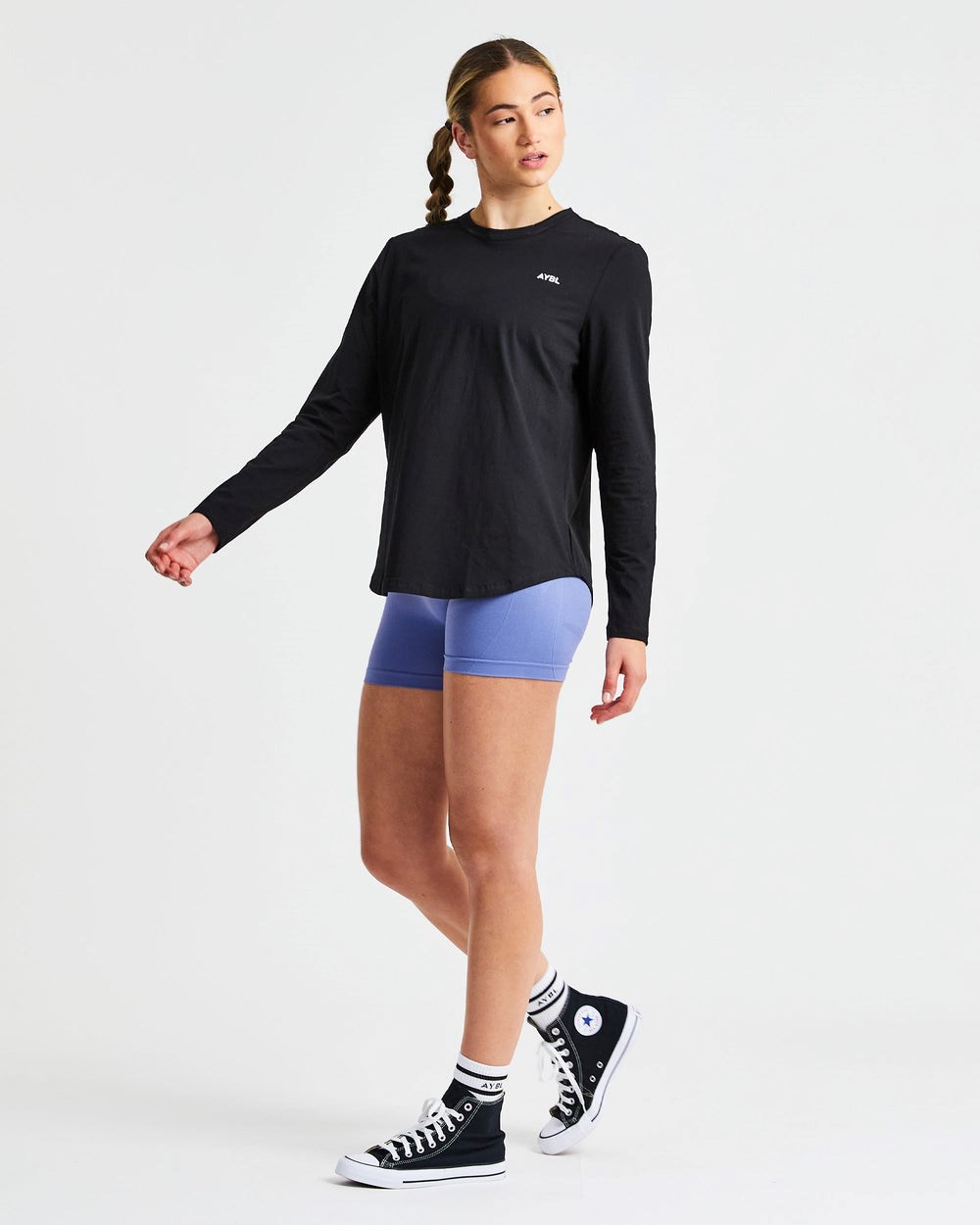 AYBL Everyday Oversized Long Sleeve T Shirt Schwarz | 70152-REJH