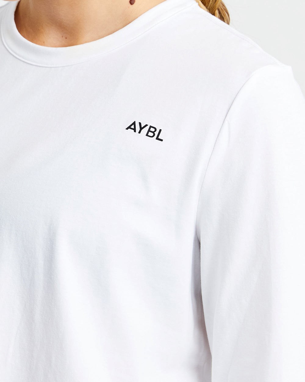 AYBL Everyday Oversized Long Sleeve T Shirt Weiß | 79265-QLME