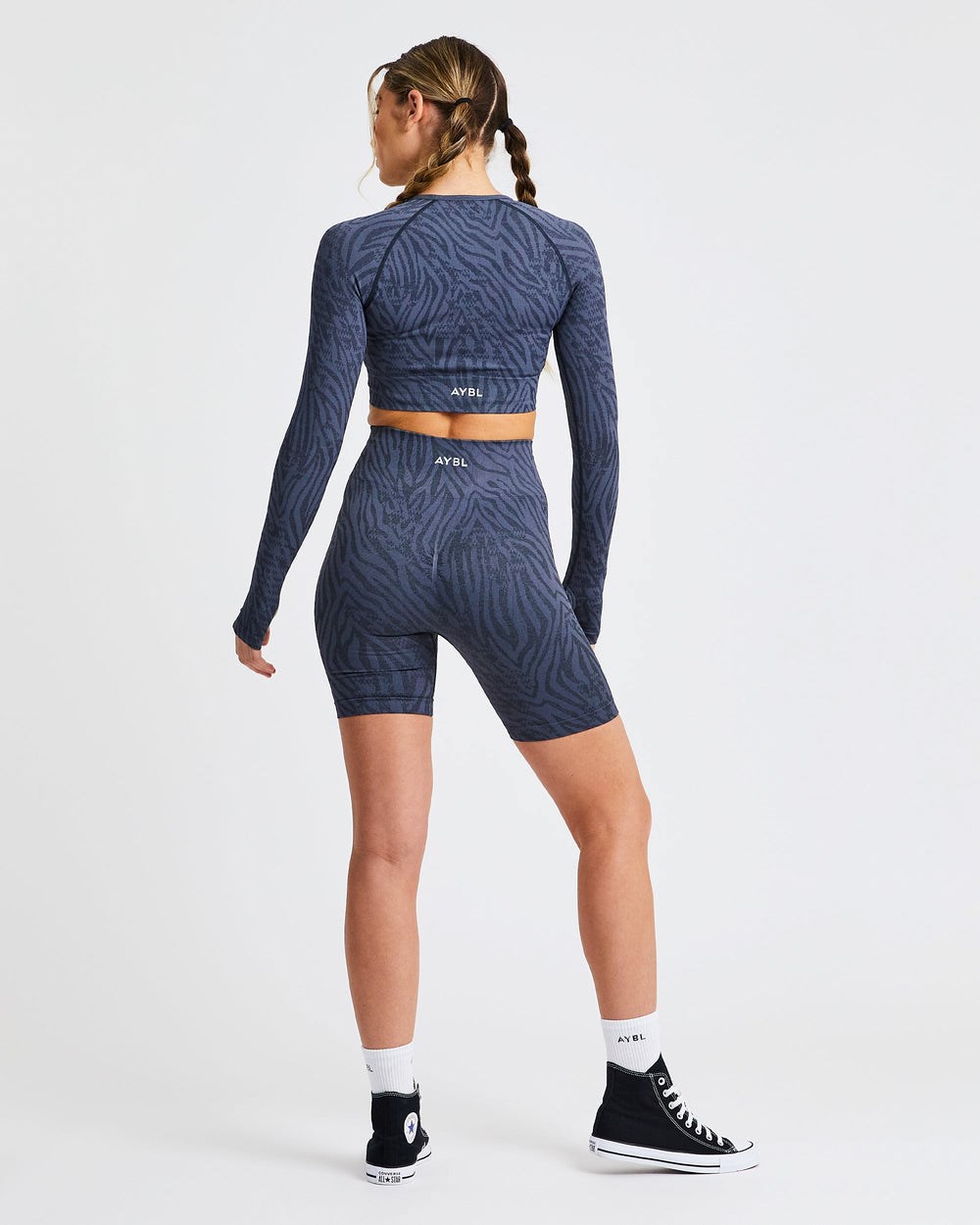 AYBL Evolve Animal Seamless Long Sleeve Crop Top Blau | 10458-AHRX