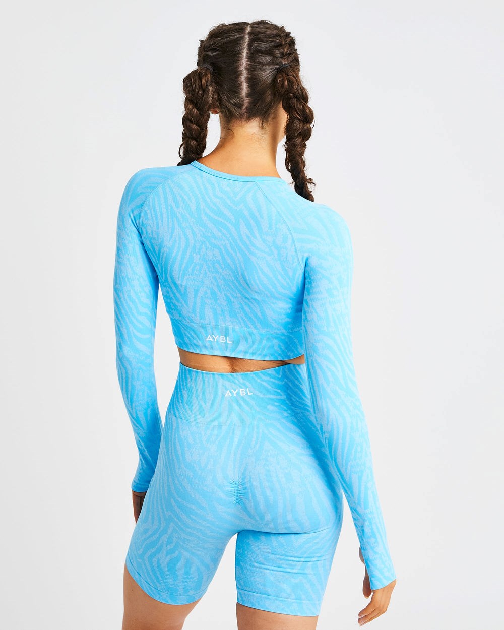 AYBL Evolve Animal Seamless Long Sleeve Crop Top Blau | 41379-ZKJC