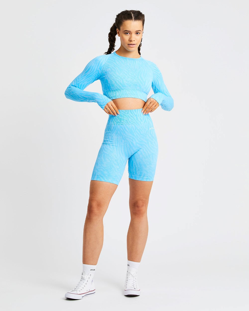 AYBL Evolve Animal Seamless Long Sleeve Crop Top Blau | 41379-ZKJC