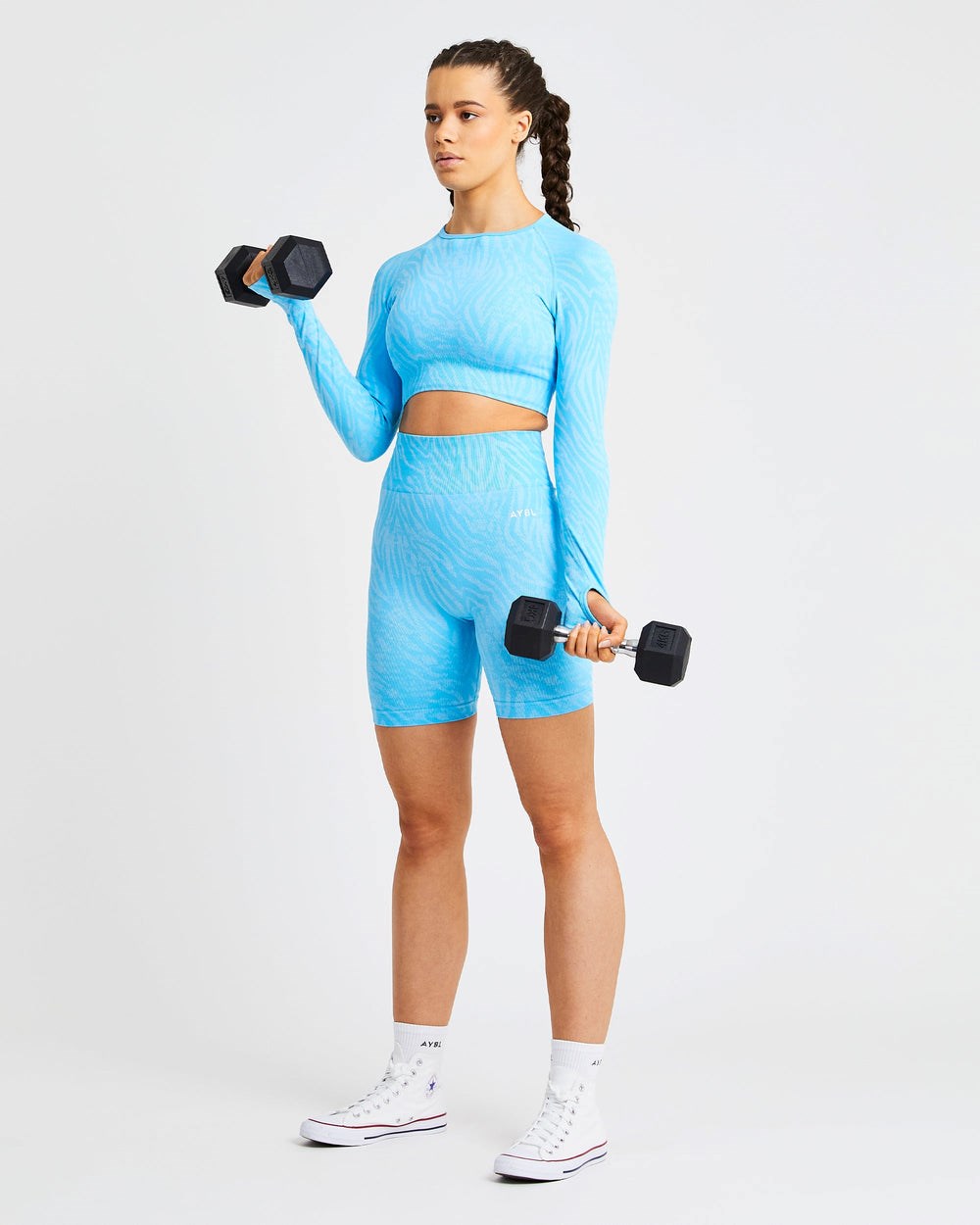 AYBL Evolve Animal Seamless Long Sleeve Crop Top Blau | 41379-ZKJC