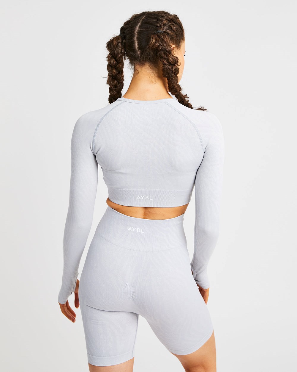 AYBL Evolve Animal Seamless Long Sleeve Crop Top Hellgrau | 79586-FEVW