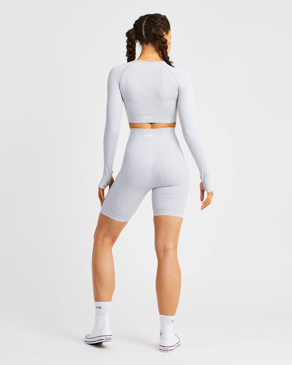 AYBL Evolve Animal Seamless Long Sleeve Crop Top Hellgrau | 79586-FEVW