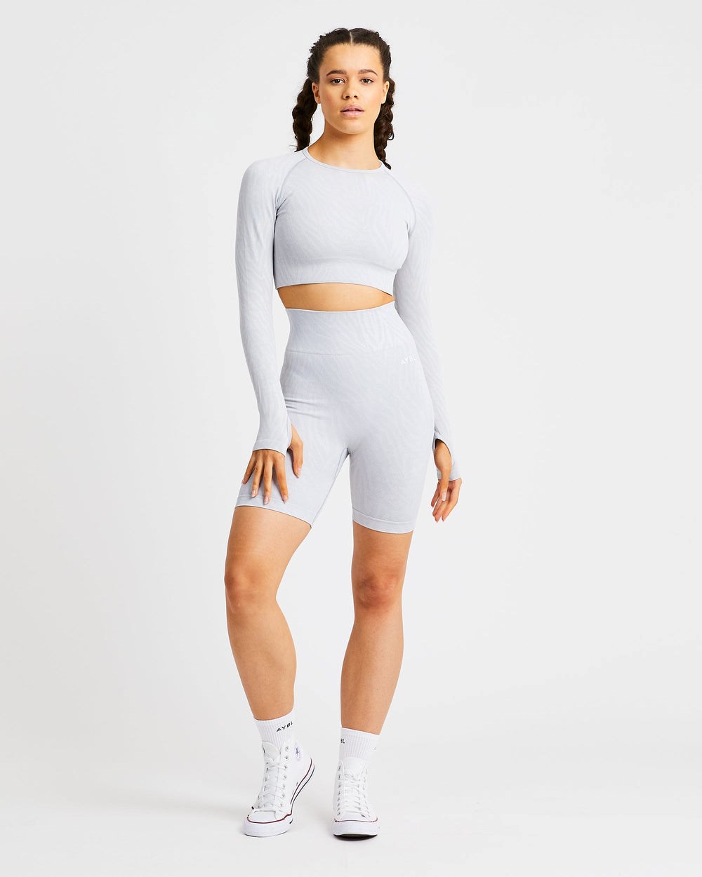 AYBL Evolve Animal Seamless Long Sleeve Crop Top Hellgrau | 84270-AXOI