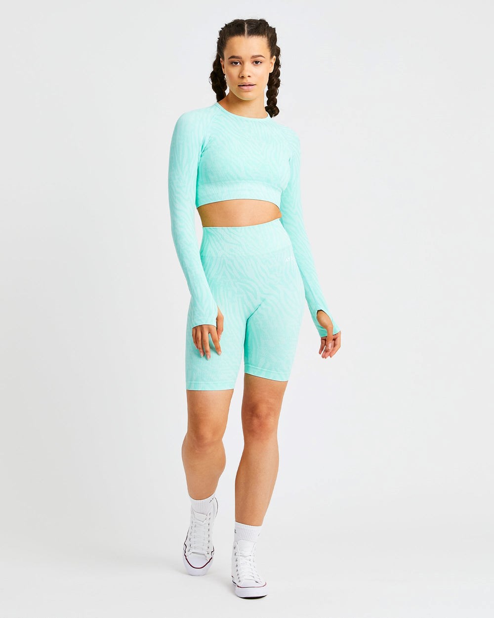 AYBL Evolve Animal Seamless Long Sleeve Crop Top Mintfarben Grün | 85396-UONH