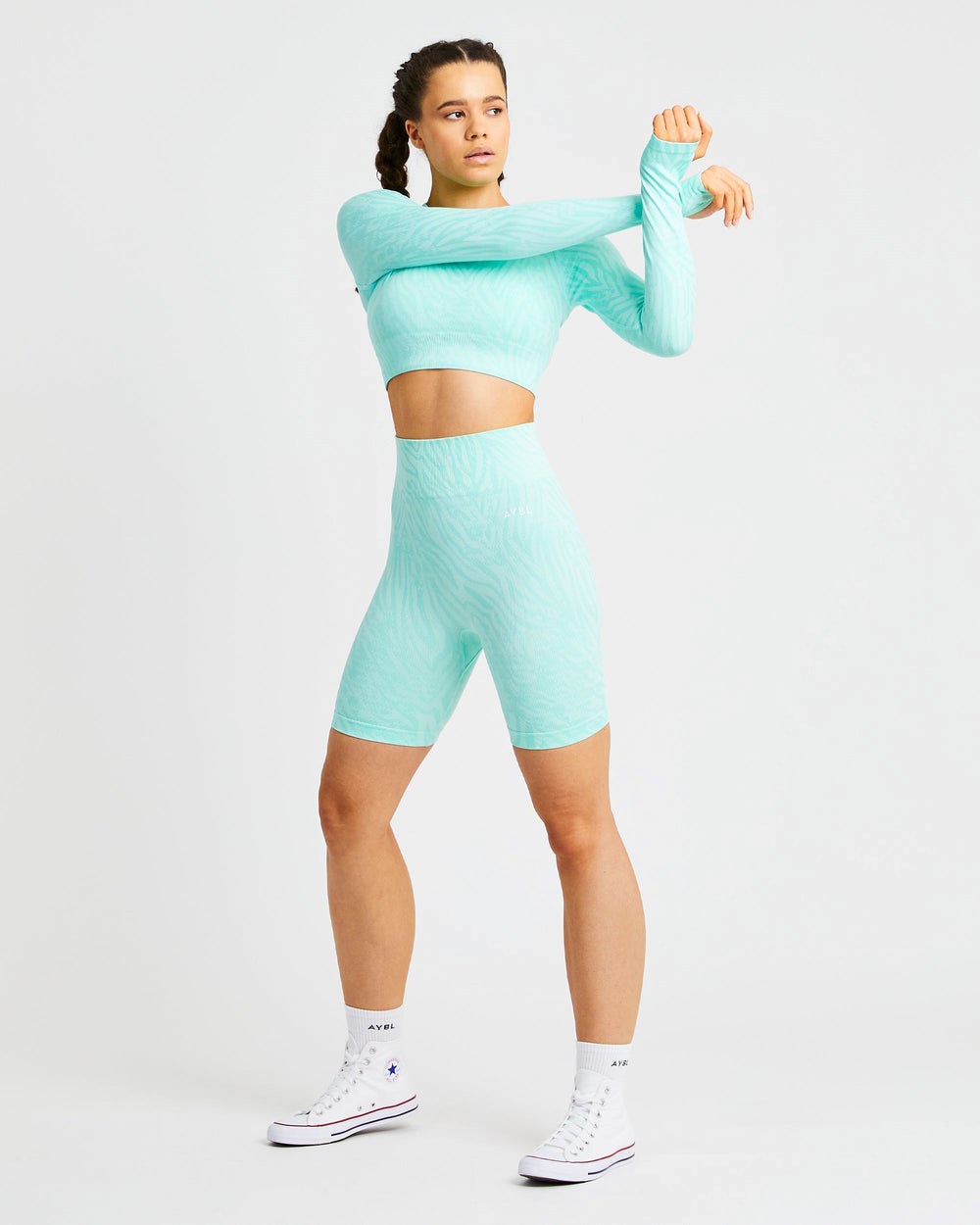 AYBL Evolve Animal Seamless Long Sleeve Crop Top Mintfarben Grün | 85396-UONH