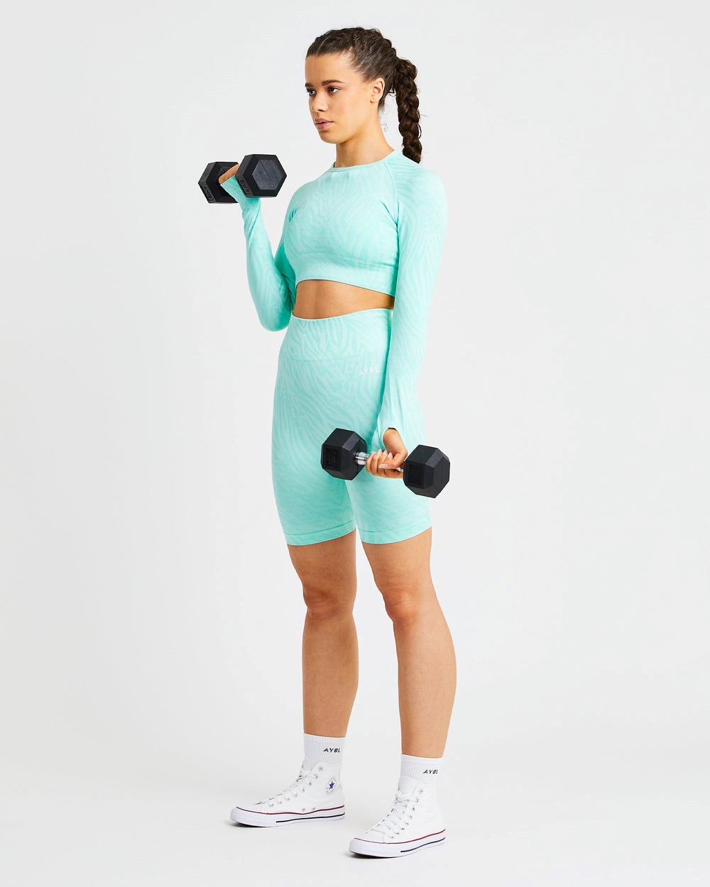 AYBL Evolve Animal Seamless Long Sleeve Crop Top Mintfarben Grün | 85396-UONH