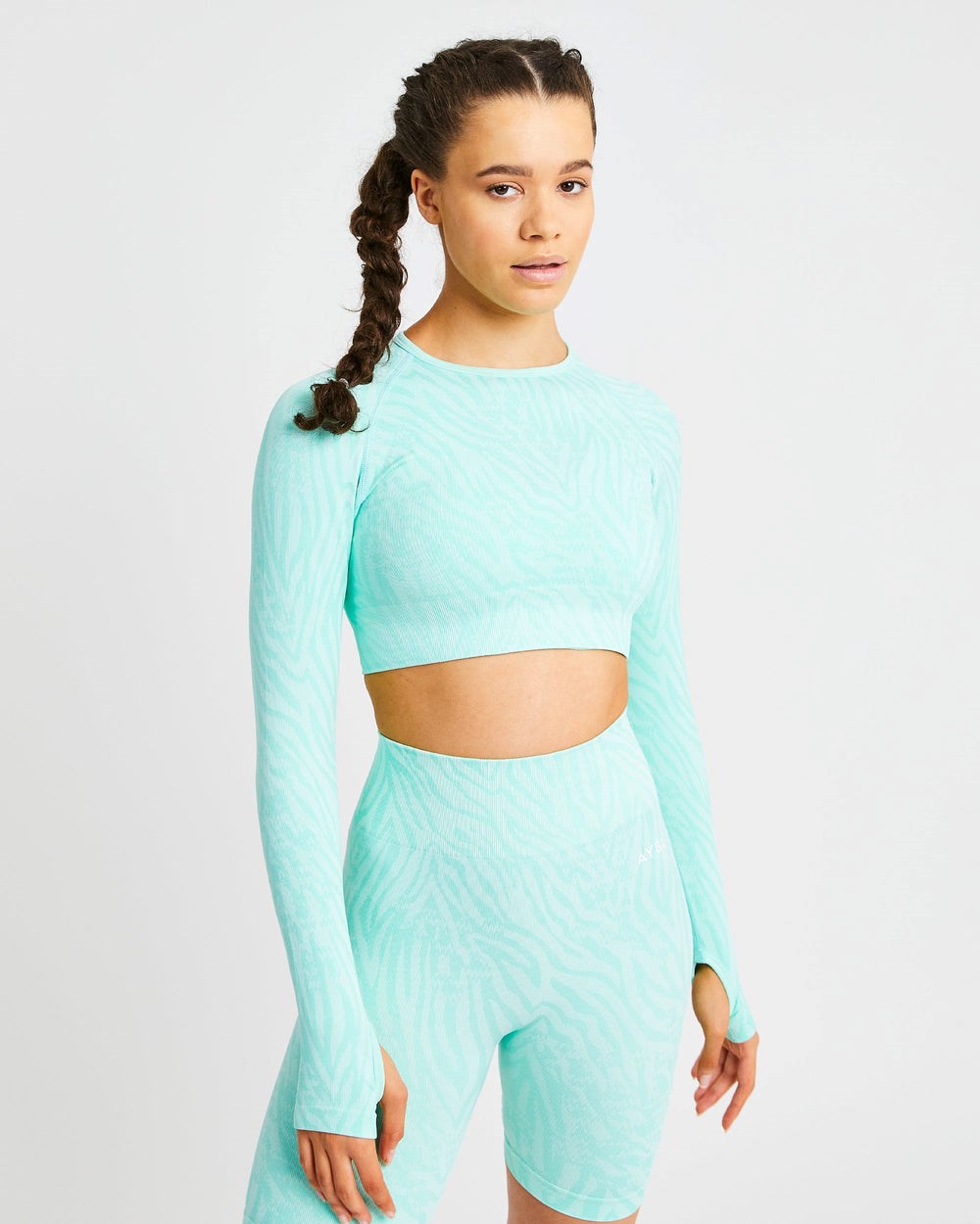 AYBL Evolve Animal Seamless Long Sleeve Crop Top Mintfarben Grün | 98547-WMIY