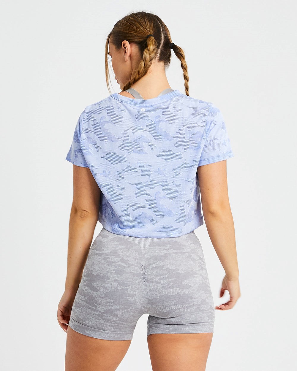 AYBL Evolve Camo Crop T Shirt Blau | 24508-CQGX