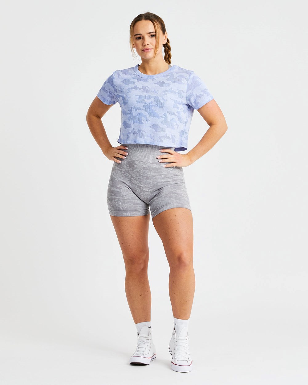 AYBL Evolve Camo Crop T Shirt Blau | 24508-CQGX