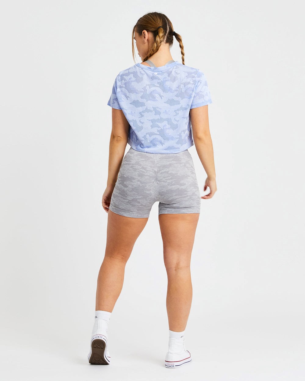 AYBL Evolve Camo Crop T Shirt Blau | 24508-CQGX