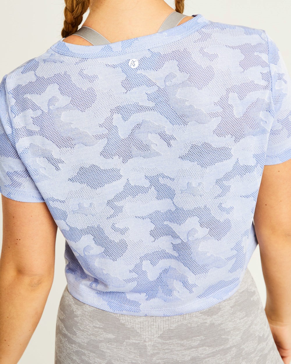 AYBL Evolve Camo Crop T Shirt Blau | 24508-CQGX