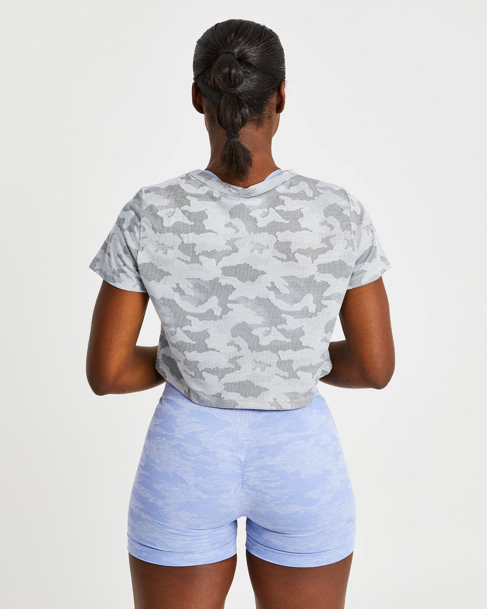 AYBL Evolve Camo Crop T Shirt Grau | 15792-MFIX